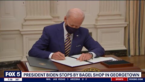 FOX 5 Leftist wack job anchor Jeannette Reyes reports Biden getting bagels at Call Your Mother