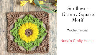 Sunflower Flower Motif Crochet Granny Square Tutorial