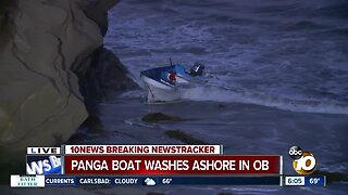 Panga boat washes ashore in Ocean Beach