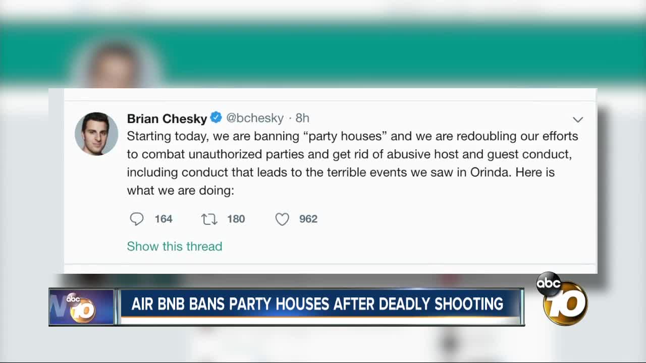 Airbnb CEO bans "party houses" after deadly California shooting