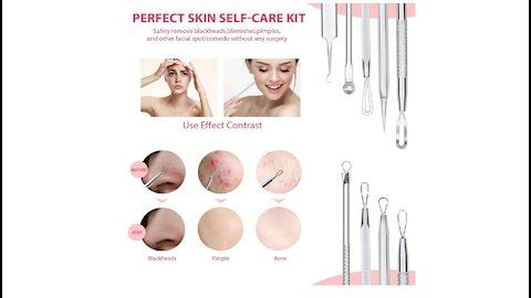 JPNK 6 PCS Blackhead Remover Comedones Extractor Acne Removal Kit for Blemish, Whitehead Popping