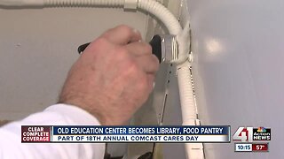 Volunteers from Comcast transform old school building into public library, food pantry