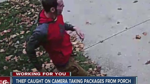 Thief caught on camera taking packages from porch