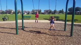 Jumping Off A Swing Little Girls Challenge