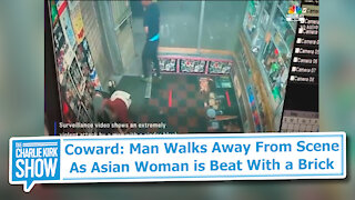 Coward: Man Walks Away From Scene As Asian Woman is Beat With a Brick
