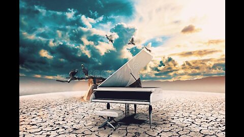 The music of nature. piano keys on a background of nature