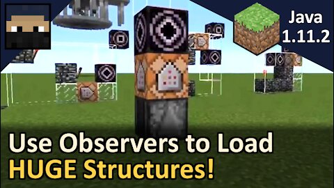 How to Use Observers to Load HUGE Structures In One Structure Block! Minecraft Java 1.11.2! Tyruswoo Minecraft