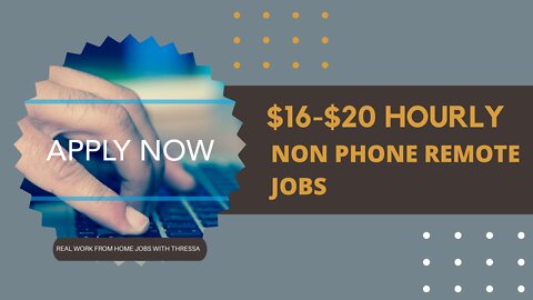 Urgently Hiring! $16-$20 Hourly, Non Phone Work From Home Jobs