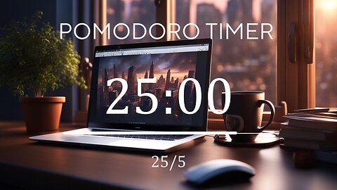 25/5 Pomodoro Timer 🖥️ Office space with Lofi Music for Relaxing, Studying and Working 🖥️ 5 x 25 min