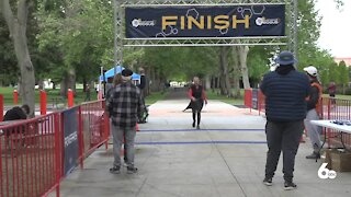 Runners tackle a marathon in the Runtastic Bogus event in Boise