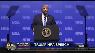 Trump's Response to 2 People Warning Him Against NRA Conv. Leaves Crowd Cheering