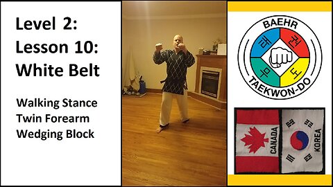 Baehr Taekwondo: 02-10: Yellow Stripe: Walking Stance - Twin Forearm Wedging Block