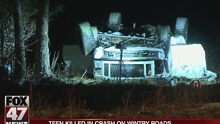 Teen killed in crash on wintry roads over the weekend