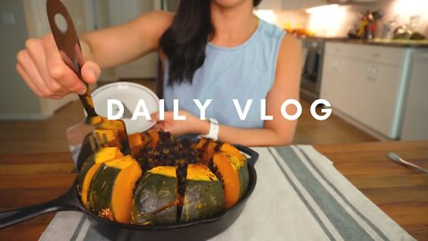 Daily Life Vlog | Weekend cleaning, fall foods, stuffed kabocha squash, zucchini lasagna, trail run