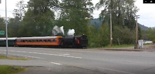 Mt Rainier Scenic Railroad coming into town