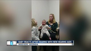 Baby reacts to hearing for the first time