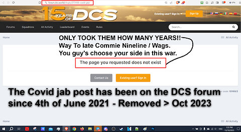 The Covid jab posts have been on the DCS forum since 4th of June 2021 - NOW REMOVED