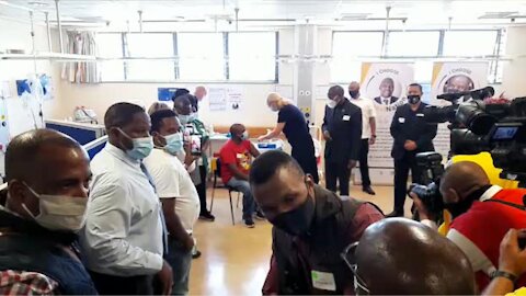 Coronavirus vaccine administered at Khayelitsha District Hospital