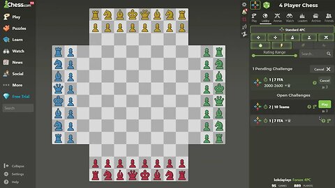 PLAYING 4 PLAYER CHESS #2- [red showed me the middle finger, haha]