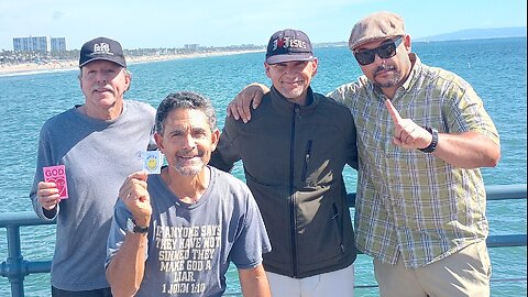 Brother in Christ, David is preaching the Gospel on the Santa Monica Pier, Sat., 3-16-2024