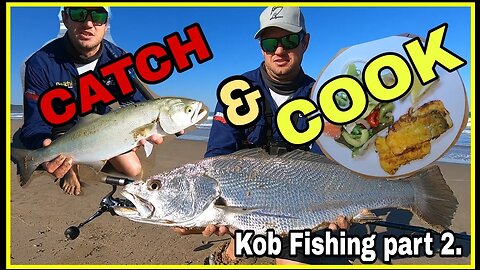 FISHING FOR KOB/MULLOWAY. part 2. Catch and COOK ELF/SHAD! FRIED Fish Recipe!