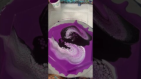 Enchanted Swipe on a Stunning Violet base #swipetechnique #paintpouring #spinart #acrylicpouring