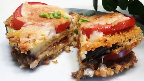Recipe for fried eggplant with tomatoes and mozzarella cheese, tasty and healthy