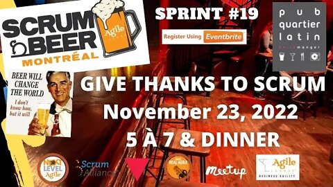 Scrum Beer Commitement - Hope You'll be with us at Pub Quartier Latin