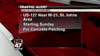 US-127 lane closures Sunday