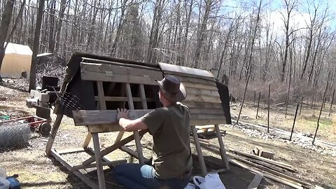 Building My Pallet Wood Chicken Tractor Door On A Fine Sunny Day