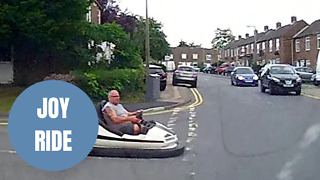 Dash cam captures fairground dodgem car driving on the ROAD