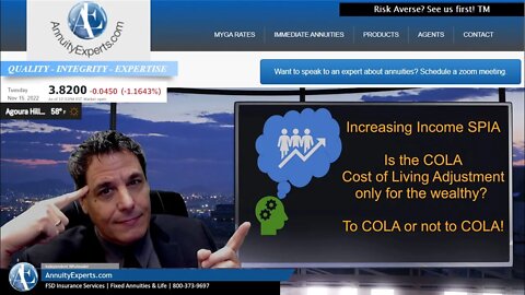 Lifetime Income Annuity With Increasing Payments | Cost Of Living Adjustment (COLA) Breakeven times!