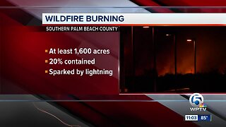 Wildfire burning in Everglades conservation area near Coral Springs