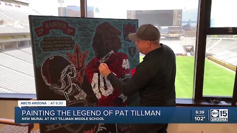A Pat Tillman mural is going up at Phoenix middle school