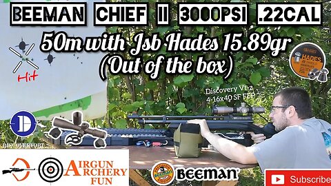 Beeman Chief II Plus-S // 50m "Out of the box" accuracy with Jsb Hades 15.89gr [AirgunArcheryFun]