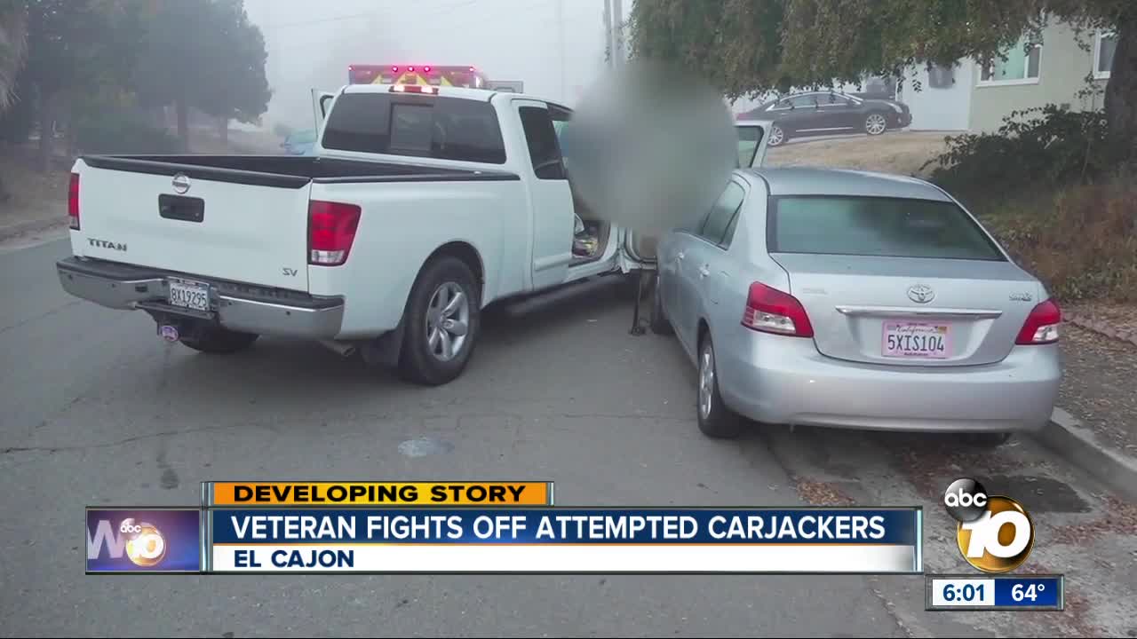 Veteran fights odd attempted carjackers