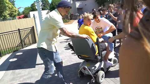 Jake Paul Pissed Of Theme Park Security By Messing Around On Scooter