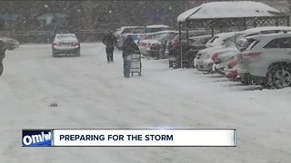 Preparing for a snow storm: the bread, milk and eggs of the hardware store...