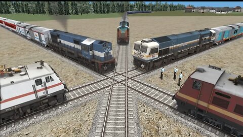Five Trains at Forked Railroad #2 | Cross Each Other at Precious stone Intersection
