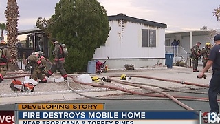 Mobile home fire reported near Tropicana, Torrey Pines