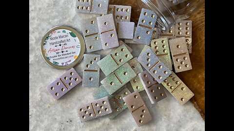 Handcrafting resin domino! Silver holographic with silver-leafing