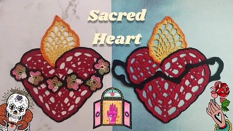 Crochet Sacred Heart Applique Tutorial (How-to, Tattoo, Motif, Jesus, Mary)