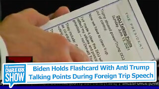 Biden Holds Flashcard With Anti Trump Talking Points During Foreign Trip Speech