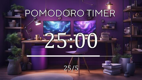 Purple Pomodoro session 25/5 💜 Jazz music for Relaxing, Studying and Working 💜