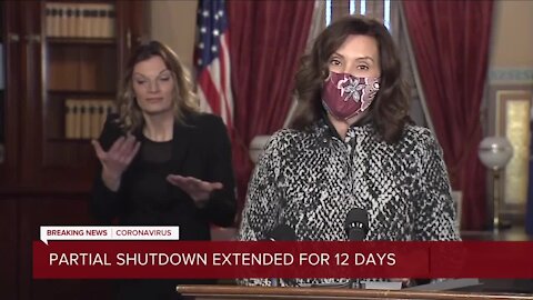 Gov. Whitmer announces partial shutdown extended until Dec. 20 due to COVID-19