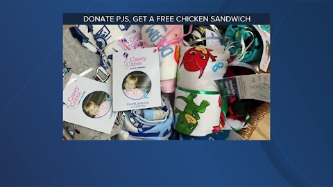 Donate a new set of children's PJs, get a free chicken sandwich from Chick-fil-A on April 16