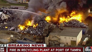 Large fire burning at Trademark Metals and Recycling near Port of Tampa