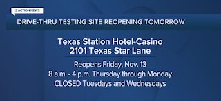 Drive-thru testing site reopening tomorrow