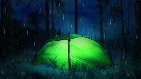RELAXING SOLO CAMPING IN HEAVY RAIN WITH THUNDERSTORM - TENT IN THE RAINSTORM - ASMR - DARK SCREEN