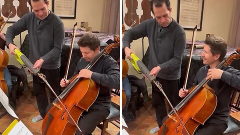 Super-creative cellist & violinist make music using a drill